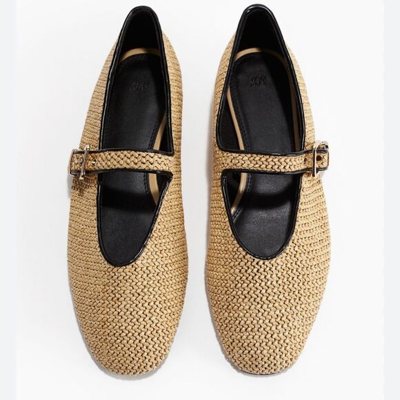 H&M Raffia Braided Ballet Flats NWT - Picture 1 of 8